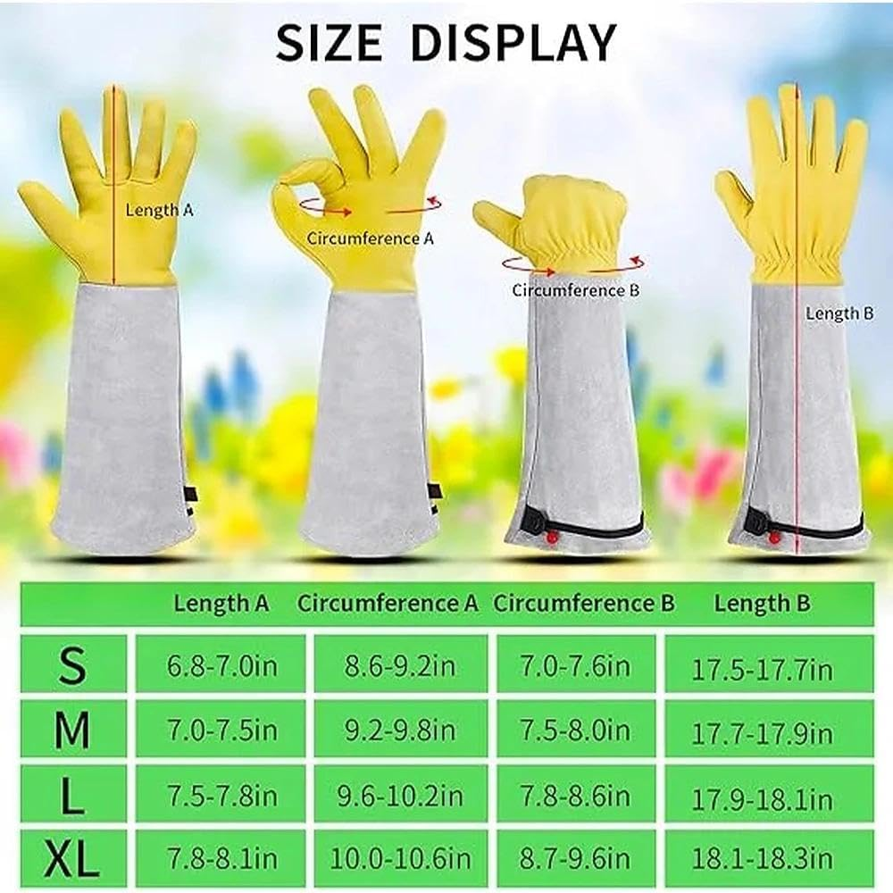 Leather Gardening Gloves for Women and Men Long Thorn Proof Garden Work Gloves Breathable Goatskin Protective Gauntlet Durable Yard Pruning Gloves by Ruibex （L） image number 2