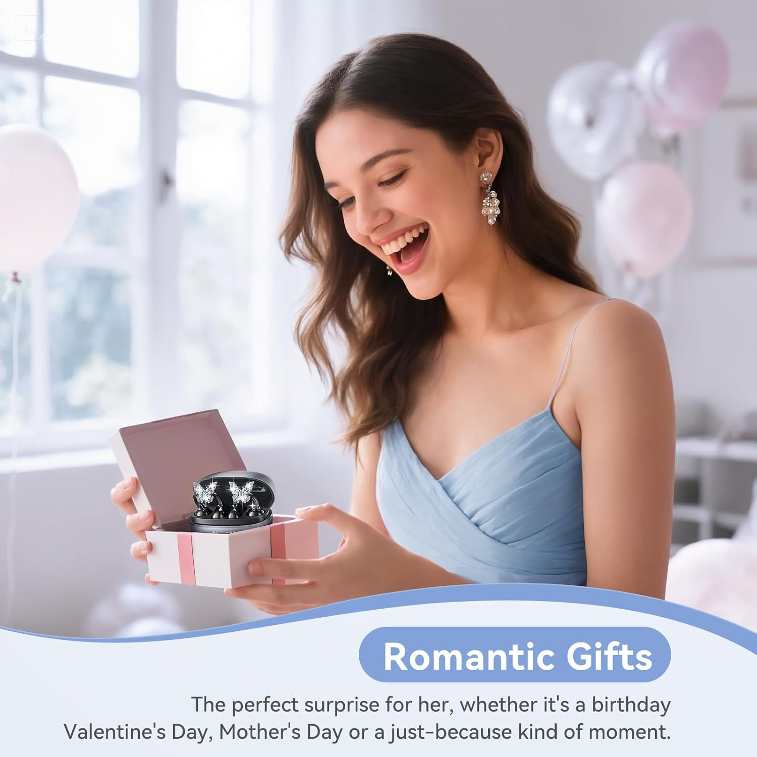 Kinglucky Clipfree A20 Open-Ear Earbuds with Butterfly Earrings, Secure & Comfort Fit, Premium Sound Clip-On Earbuds with Digital Display, 50H Playtime Bluetooth 5.4 Wireless Headphones Black image number 3