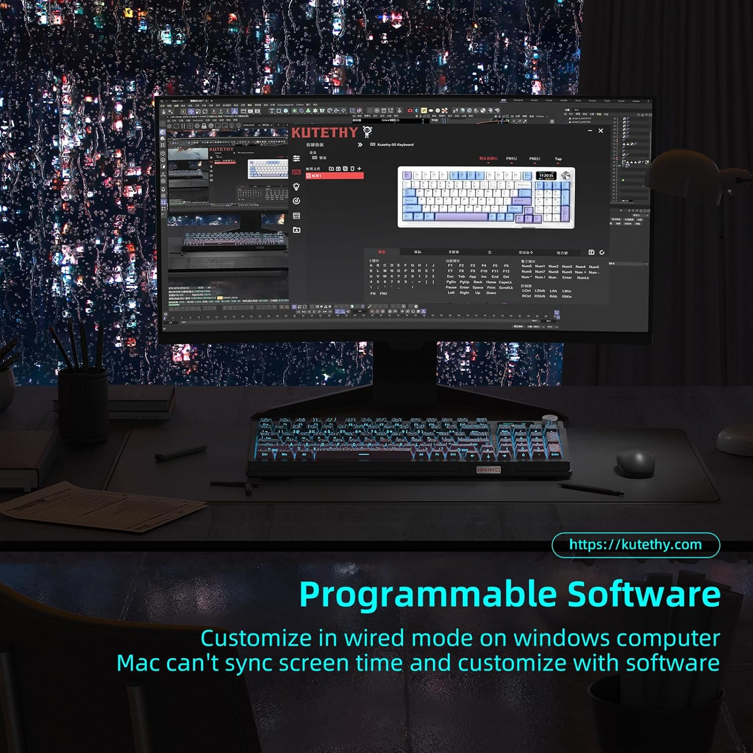 Kutethy Wireless Mechanical Keyboard,Pre-Lubed Switches,Gasket Structure,Tri-Mode Bt/2.4Ghz/Usb-C Hot Swappable,Gradient Topographic Keycaps,Rgb Backlit Gaming Keyboard(Kailh Box Chocolate Switch) image number 2