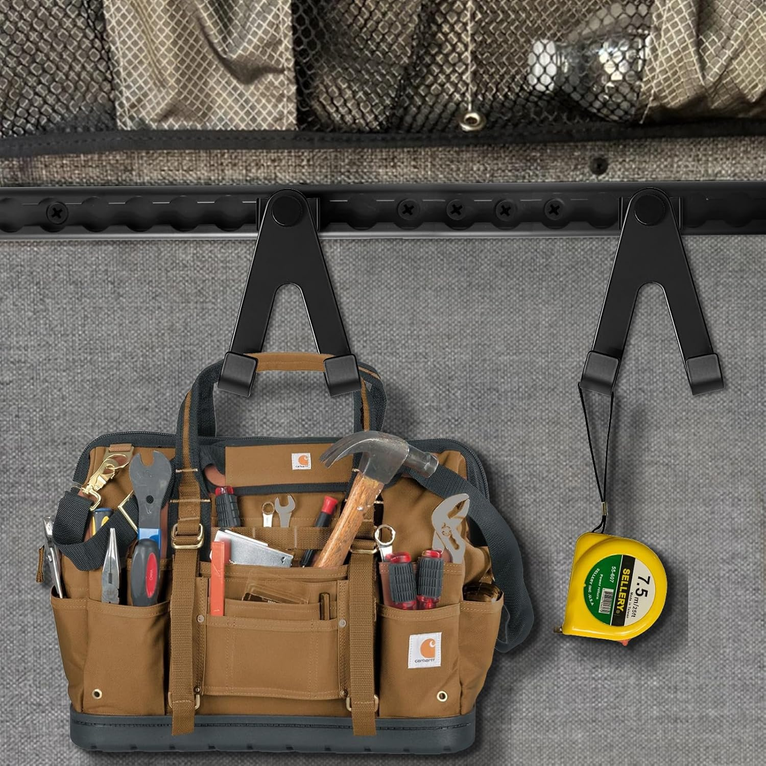 L Track Hook L Track Single Stud Fitting with Hook L-Track Spring Loaded Adjustable Hook for L Track Rails in Truck, Camper Van, Trailer, Pack of 4, Black image number 6