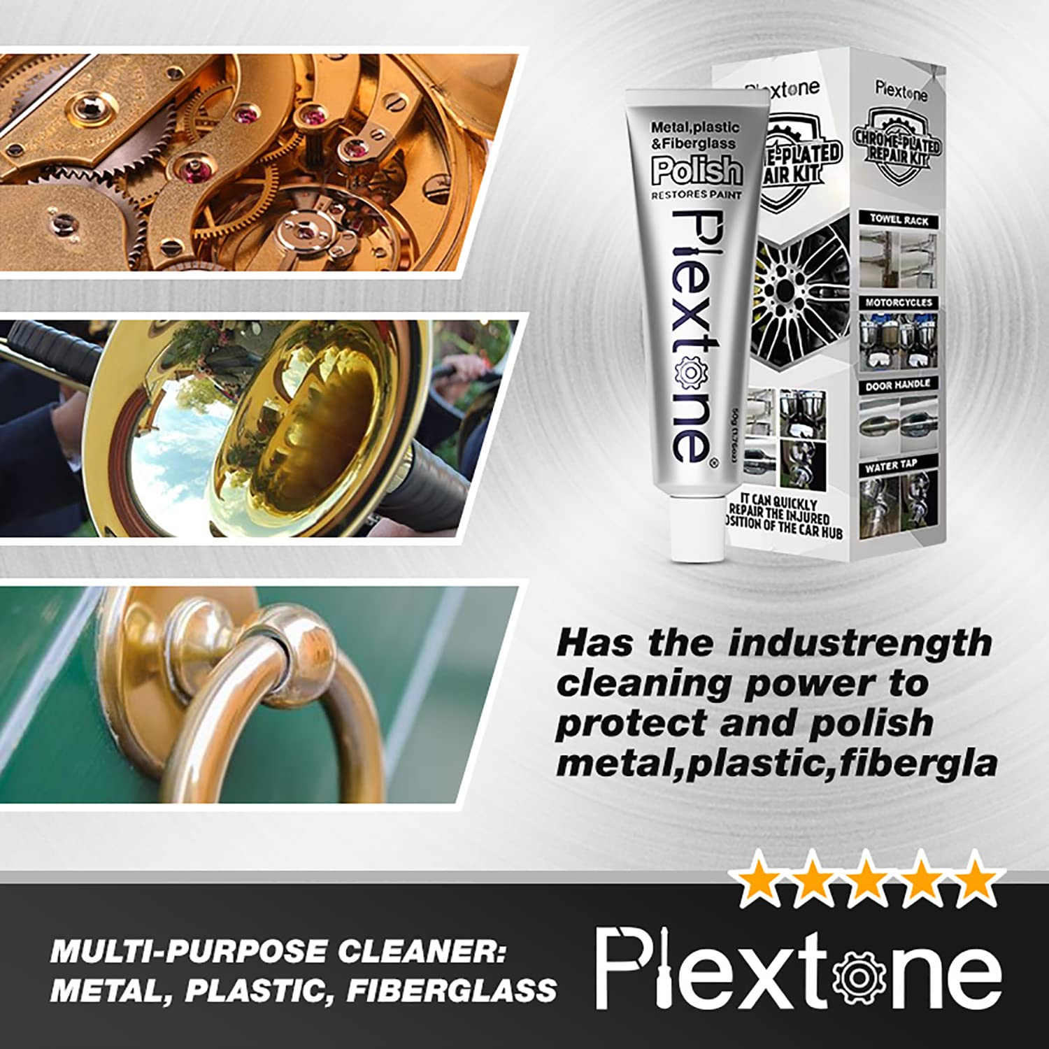 Plextone Metal Polish Paste for Home, Bike, Boat and Car Cleaning, Alloy Wheel Cleaner, Rust Remover for Metal, All-Purpose Metal Cleaner 50Ml Tube (S311) image number 6