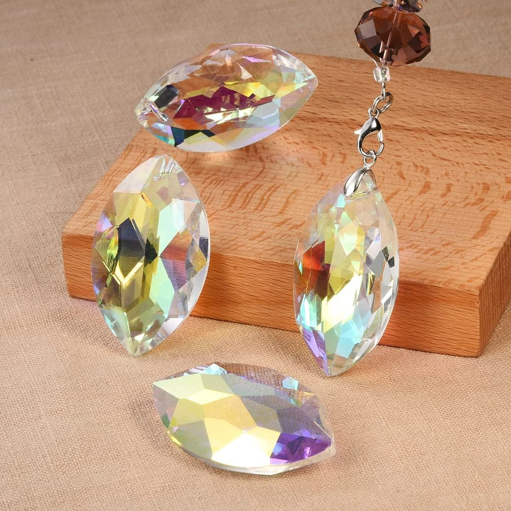 Loveunited 10Pcs Crystal Pendants 1.5"/38Mm AB Oval Suncatcher - Hanging Crystals Prisms for Windows, Fengshui, Hanging Ornament for Decoration, Chandelier Crystals Replacement image number 3