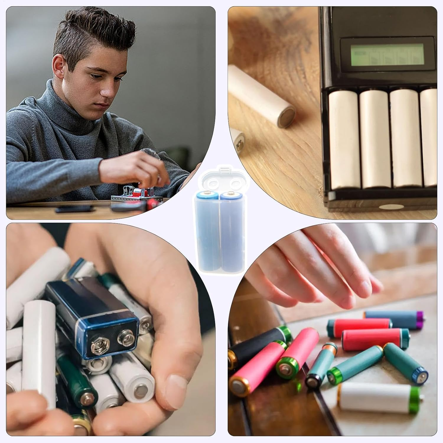 Battery Case - AAA Batteries Container | Storage Box | Hard Cases | Electronic Component Boxes | Portable Organizer Holder Box Holder with Lid for Easy Access image number 5