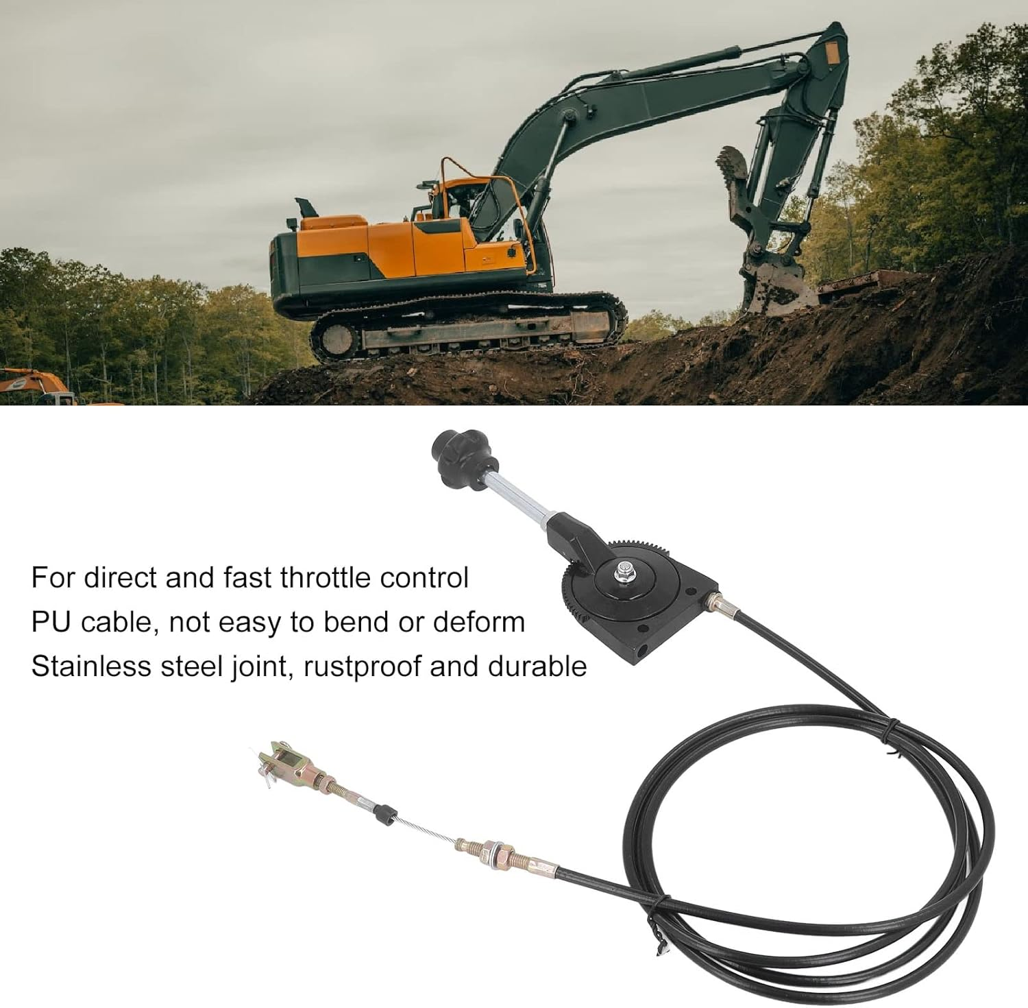 Quick Response Throttle Control Cable, 2.5 Meter Manual Throttle Control Cable Excavator Throttle Wire for EX230 EX230 image number 3