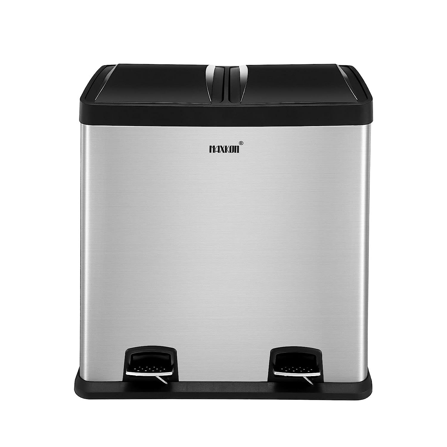 Maxkon 60L Foot Pedal Trash Bin Dual Kitchen Rubbish Bin Step Recycle Garage Can with Plastic Flip-Top Lids & Removable Inner Bucket Matte Finish Stainless Steel Silver - Sliver-54 Pedal image number 7