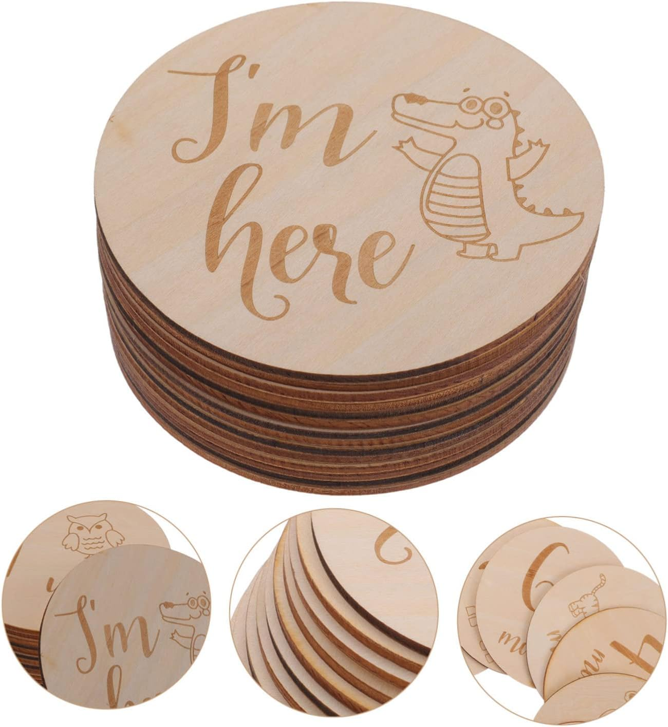 ERINGOGO Wooden Digital Cards Monthly Milestone Boy Newborn for Photo Announcement Months Signs