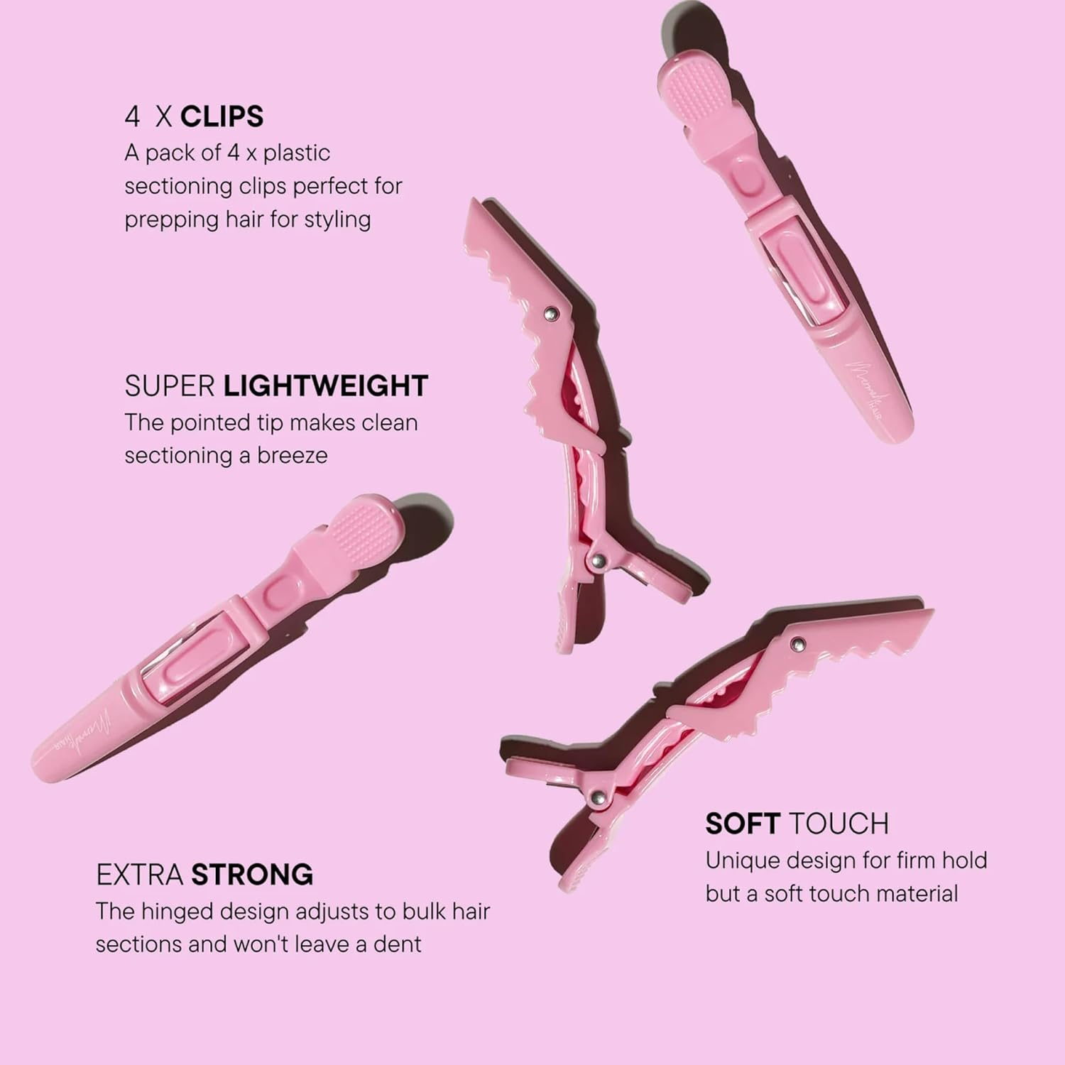 Mermade Hair Grip Clip 4-Pieces, Pink