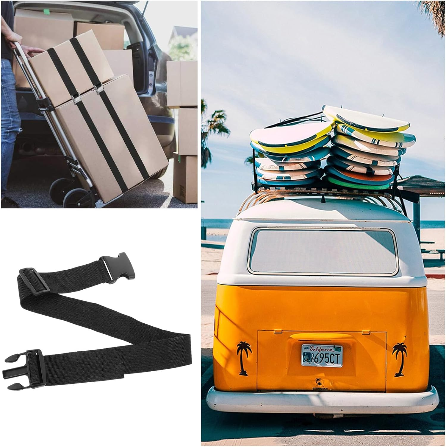 Sosoport Heavy Duty Nylon Strap Tie-Down Belt Bag Adjustable Straps and Clips for Luggage Buckles for Backpack Travel Belt Use image number 6