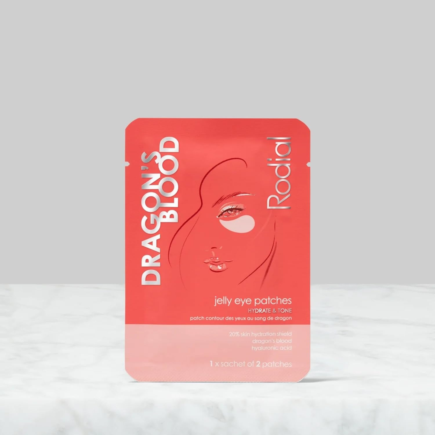 Rodial Dragon'S Blood Jelly Eye Patches (1 Sachet), Elasticity and Firmness, Hyaluronic Acid and Dragon'S Blood for Plumping and Deep Hydration, Makeup Prep