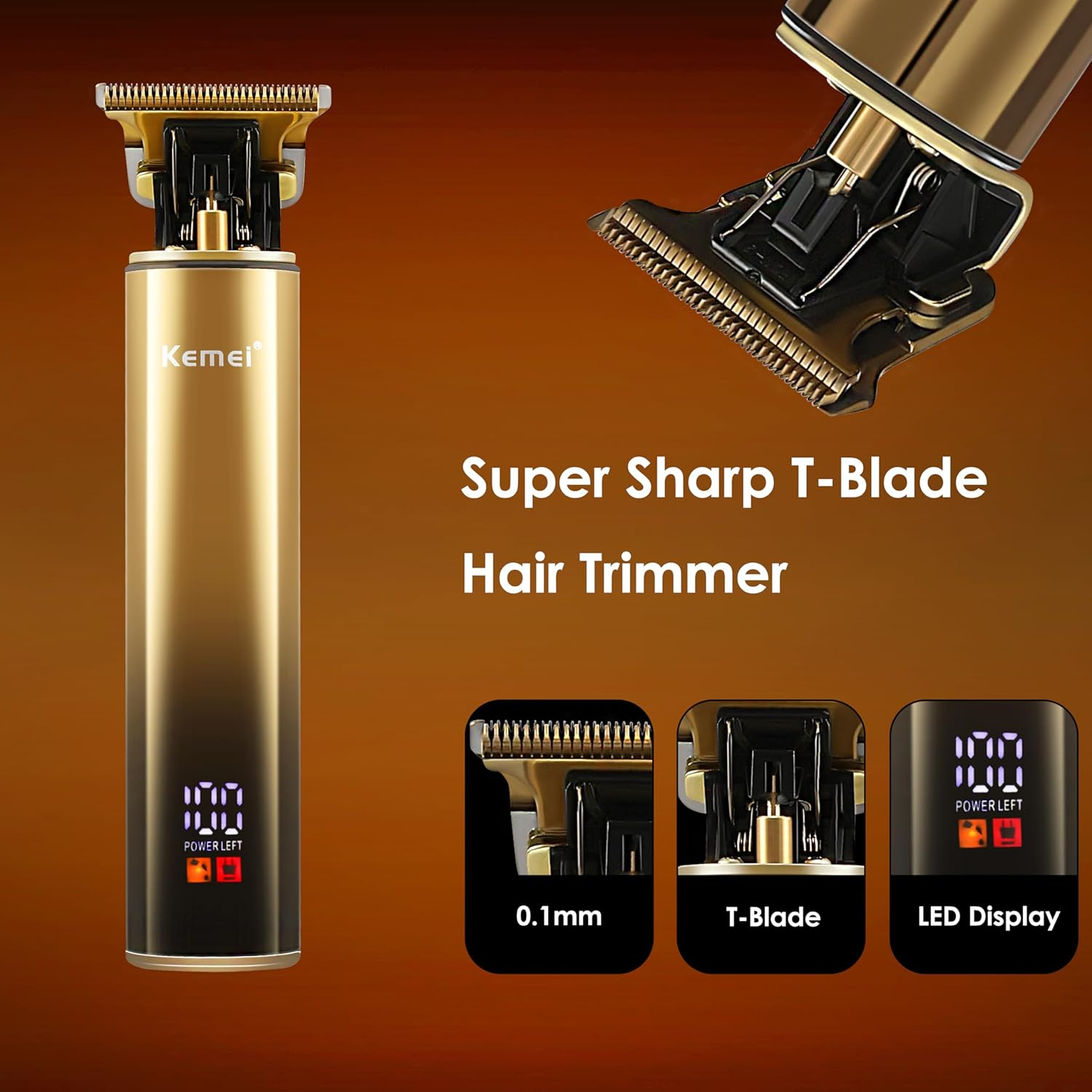 KEMEI Foil Shaver Men'S Electric Shavers with Double Foil Flexible Blades T-Shaped Beard Trimmer Hair Trimmers Care Sets Waterproof image number 2