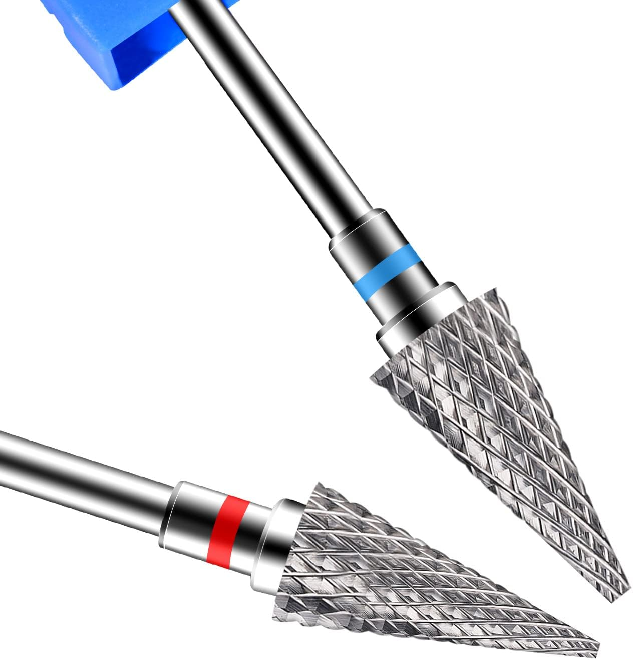 Diesisa 2 Pack Nail Drill Bits for Acrylic Nails, 3/32" Shank Drill Bits for Nails Professional Electric Nail Drill Bits for Home Salon/Fine+Medium Nail Bits - 5 in 1 Cylindrical Bit