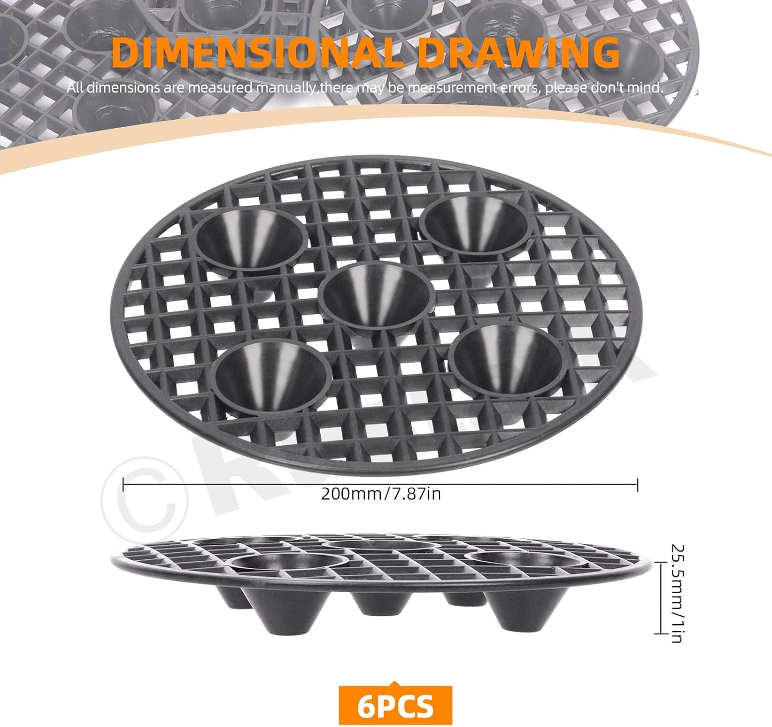 6Pcs 8 Inch Plant Level Pot Elevator Black Plastic round Planter Pots Elevator for Indoor Outdoor Garden Patios (20Cm) image number 4