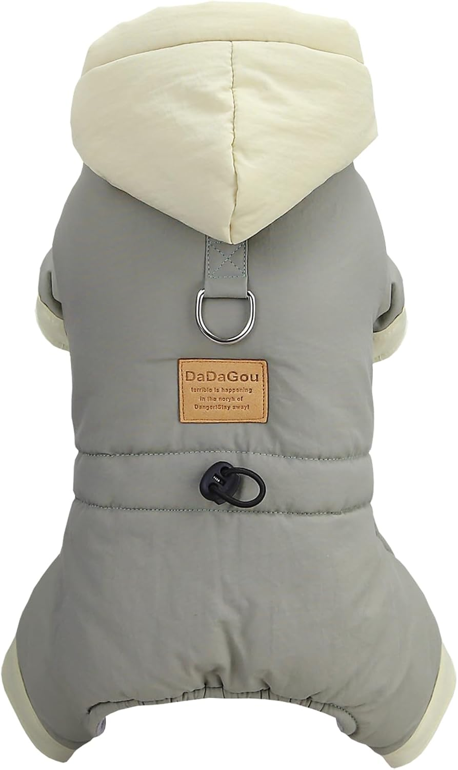 Izefia Dog Coat Windproof Jacket Cold Weather Coat 4 Legs Warm Dog Jumpsuit Winter Thick Coat Snow Proof Clothes Cotton Dog Coat for Small Dog Medium Dog Cat Grey XL