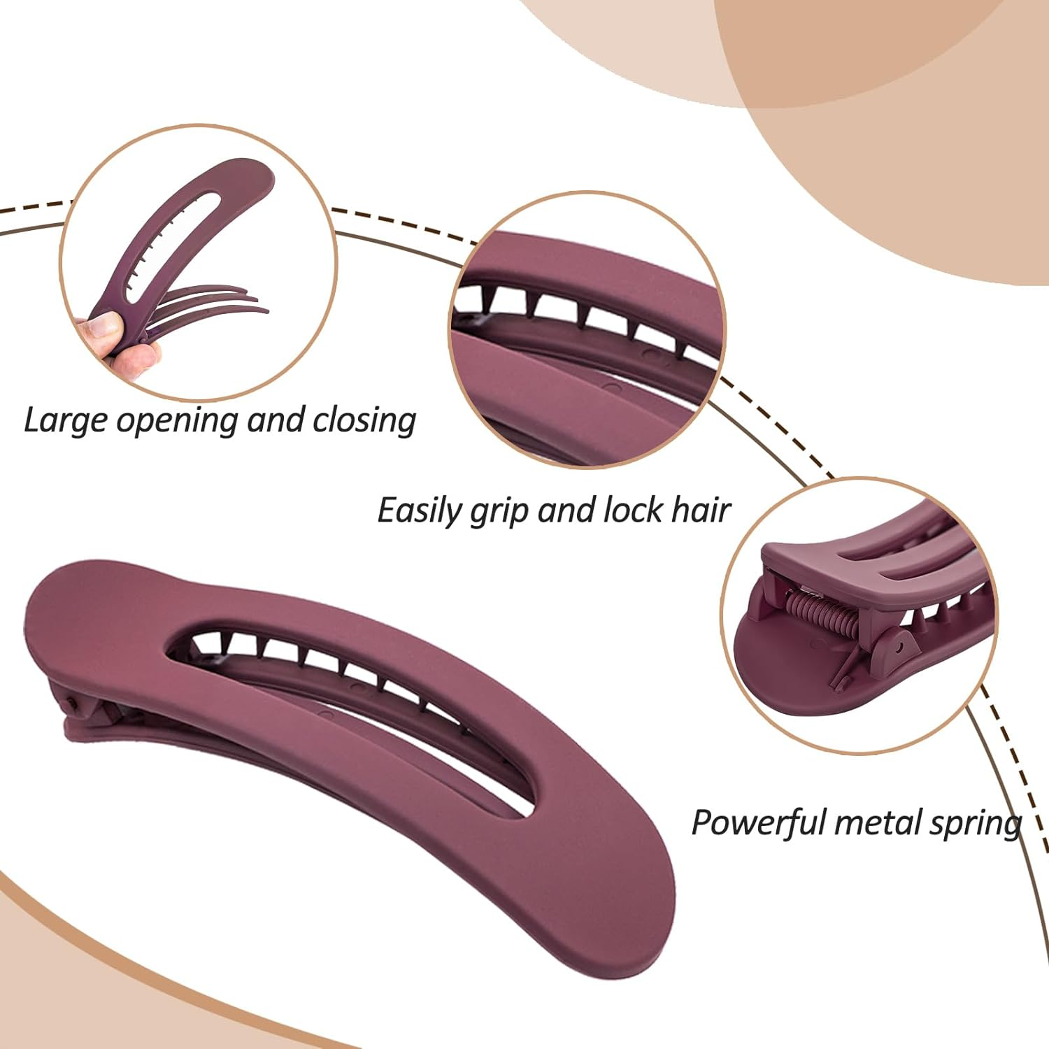 GLITE 12 Pcs Flat Hait Clips, Lay down Claw Clips for Women, 3 Sizes Duck Billed Thin Thick Hair Barrette, Hair Accessories for Girls Non-Slip Slide Hair Clip image number 6