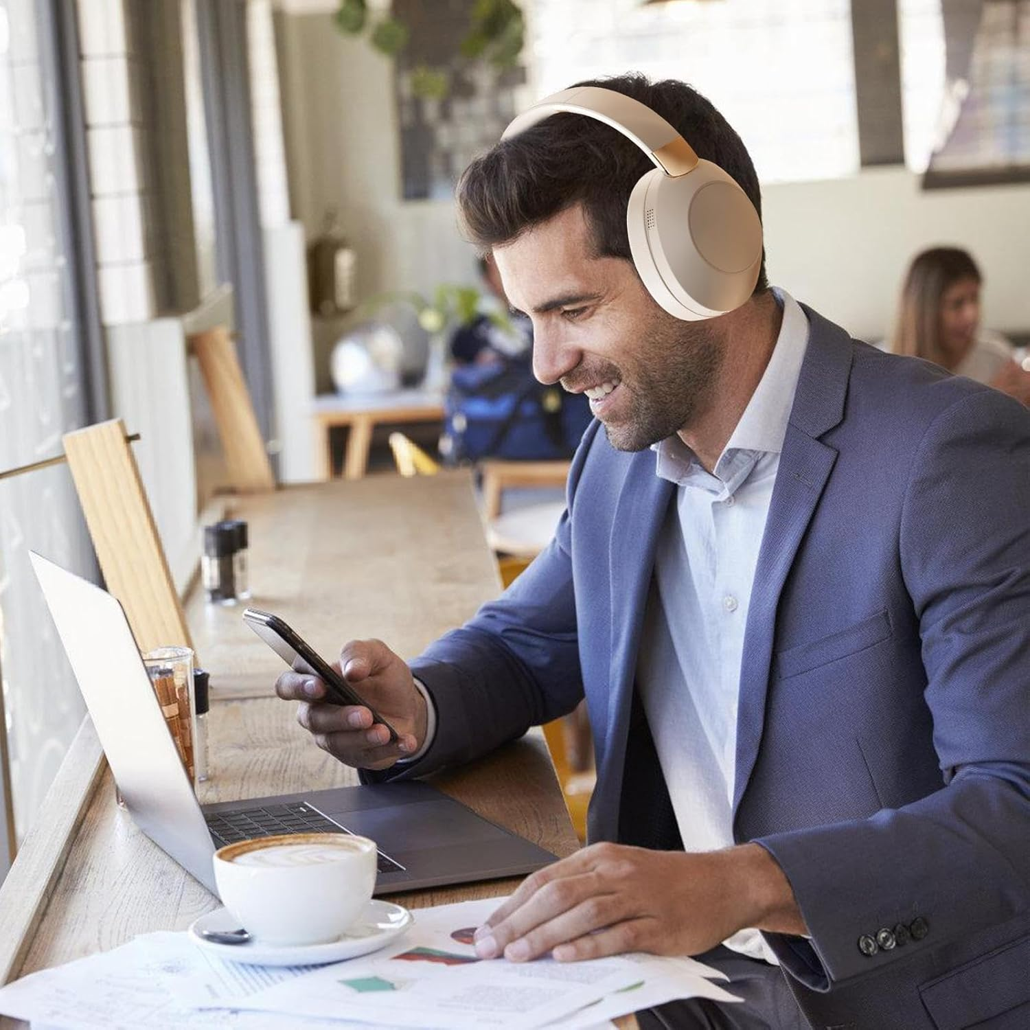 Mxshc Headphones over Ear,Lightweight Headset | Wireless Over-Ear Headphones Foldable Lightweight Comfortable Stereo Sound for Men image number 4