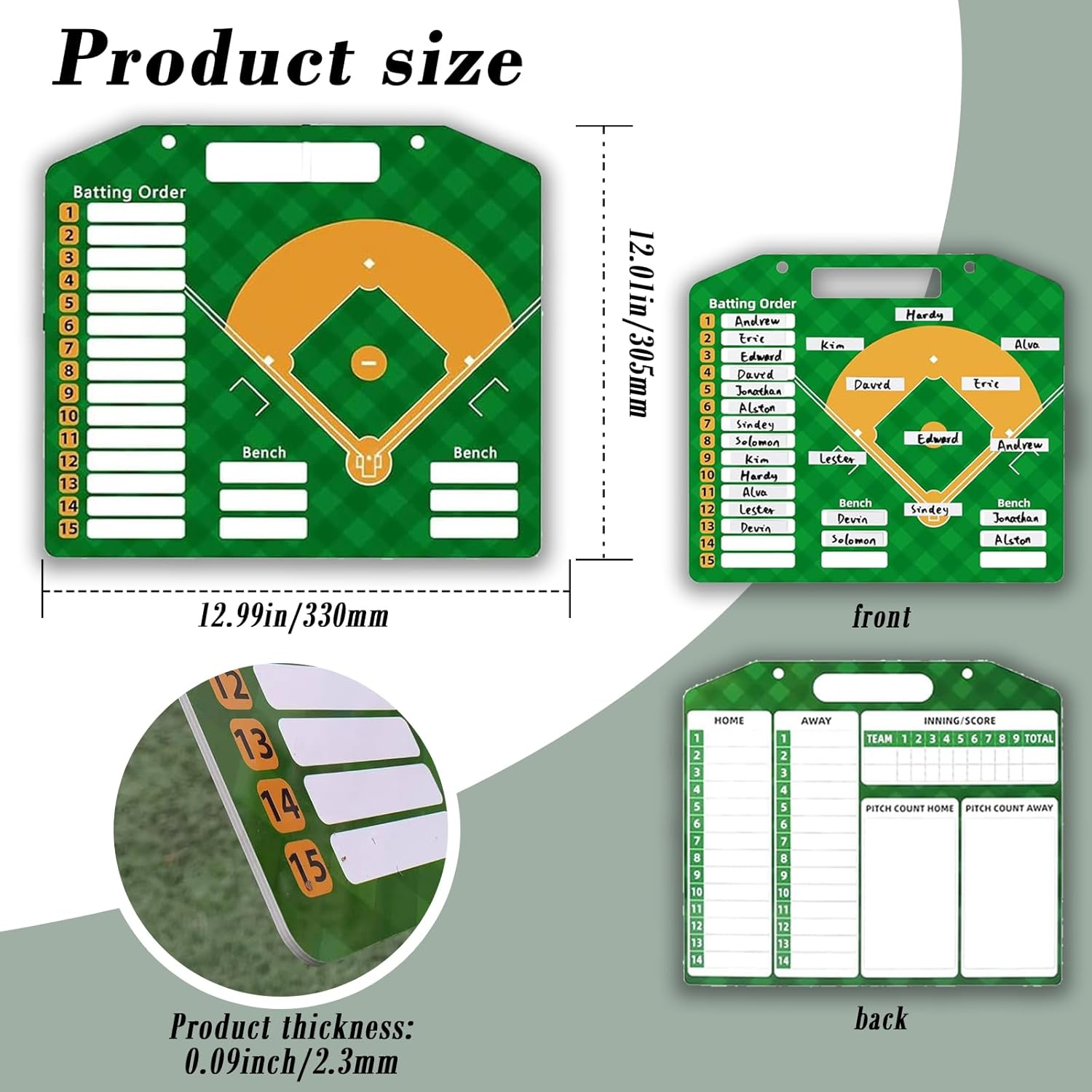 Baseball Lineup Board with Magnetic Surface | Sturdy Coaching Board | Pro Dugout Management System | Reusable Team Lineup Planner for Coaches image number 1