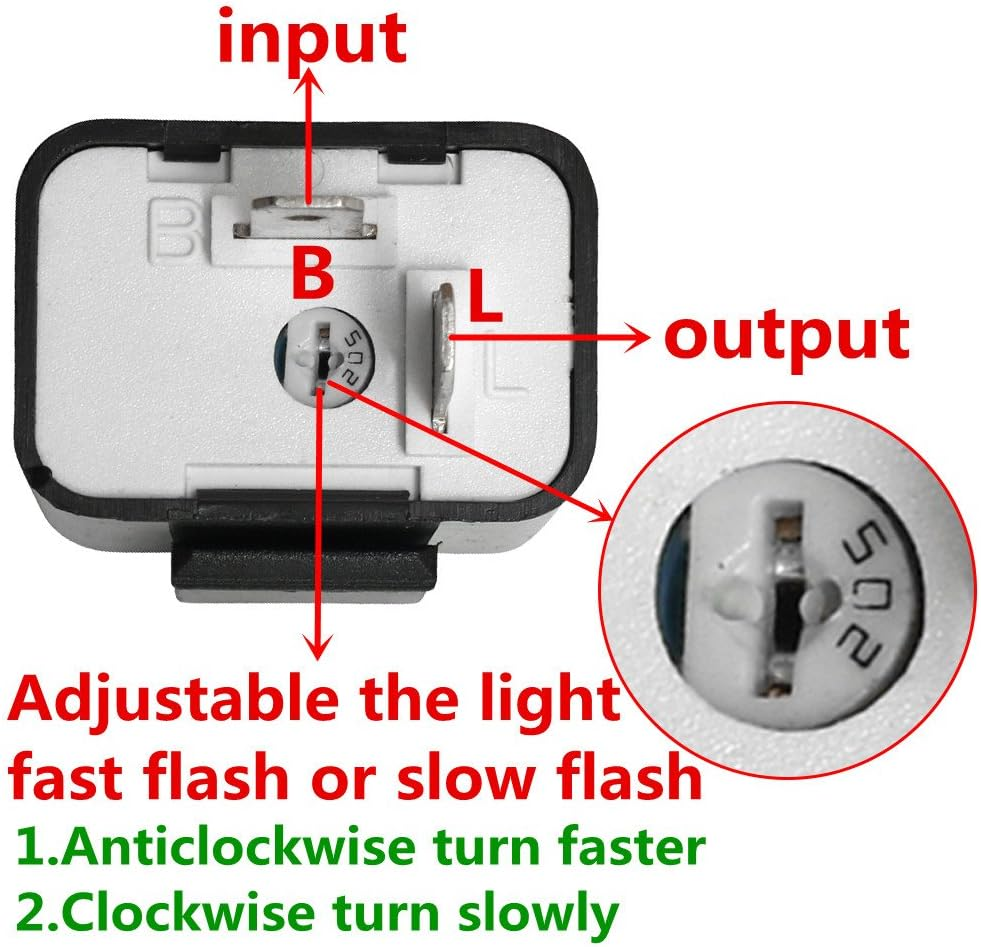 2 Pin Flasher Relay 12V Flash Adjustable Compatible LED Electronic Fix CAR Motorcycle Turn Signal & Hazard Warn Hyper Flash Relay, Direct Replacement image number 1