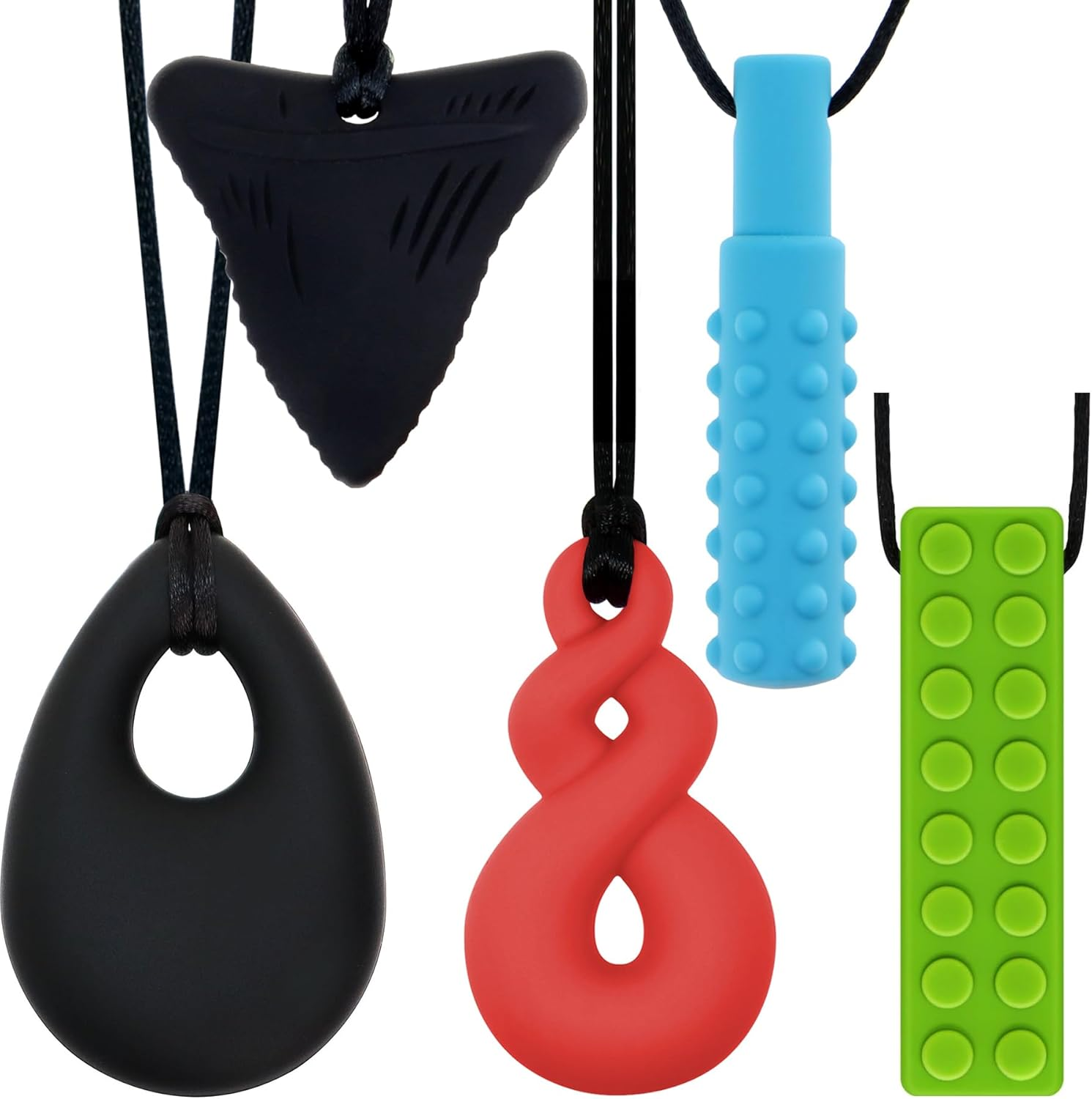 Chewy Necklace Sensory Toys for Autism | Silicone Chew Necklaces for Kids & Adults | Reduce Anxiety, Fidgeting, and Stress (Style 3)