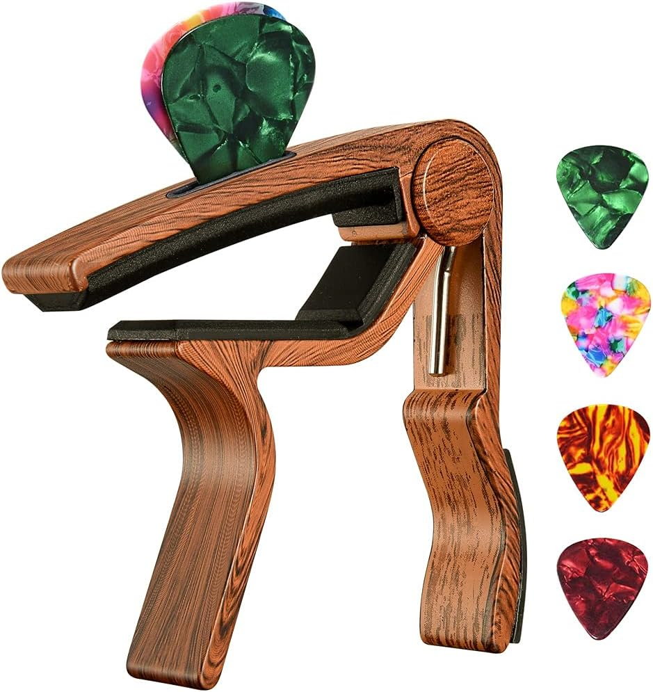 Guitar Capo, with Pick Holder Capo and Pick for Acoustic Electric Guitar,Ukulele