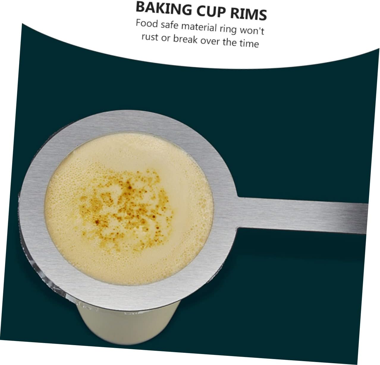 NAMOARLY 4Pcs Rust-Proof Stainless Steel Milk Tea Cup Rim Covers Handle 98Mm Diameter Baking Cup Rings Practical Multipurpose Baking Accessories for Home and Cafe image number 1