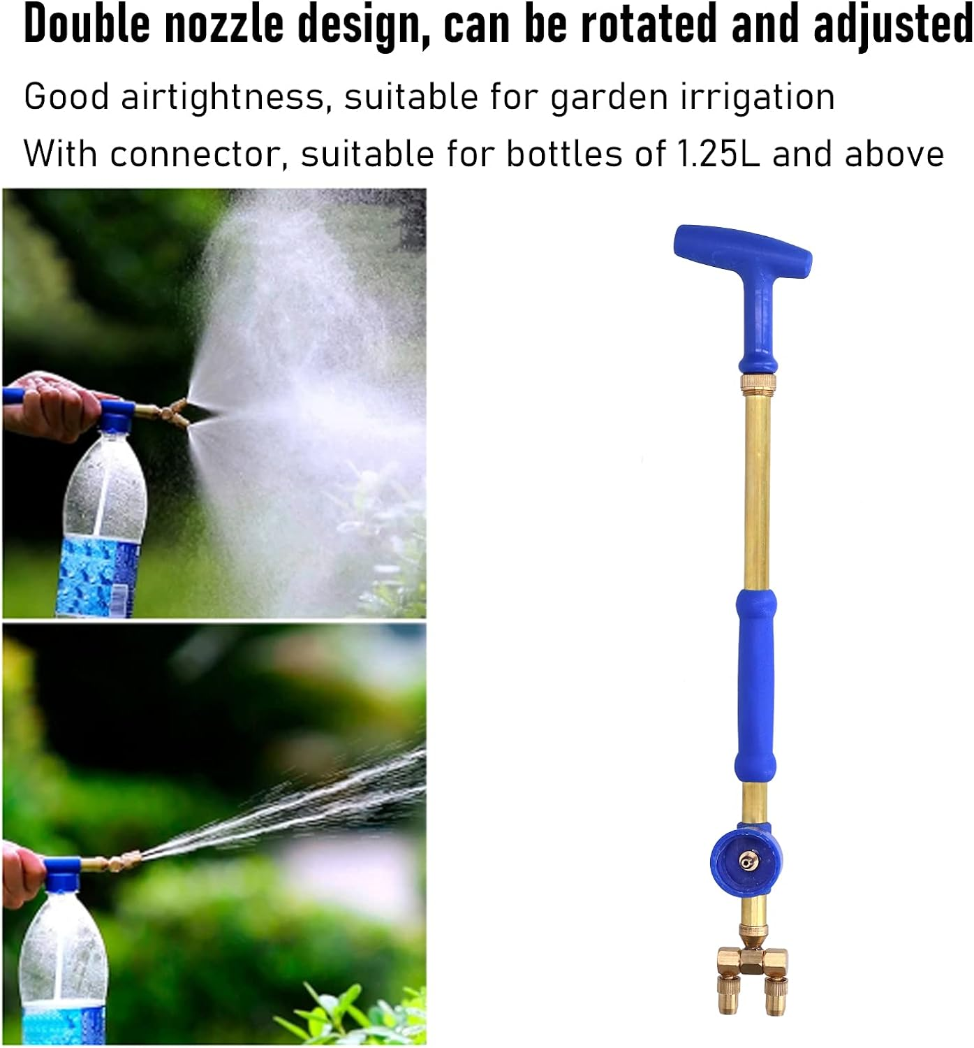 Garden Sprayer, with Double Nozzles G3/4 Female Thread Water Sprinkler, Telescopic Copper Rod Spray Misting, Water Jet image number 2