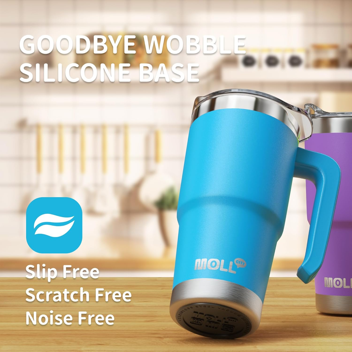 Mollcity 16 Oz Tumbler with Straw Stainless Steel Double Wall Vacuum Insulated Coffee Cup with Lid and Handle-Reusable Travel Mug for Women, Girls(Sky Blue) image number 5