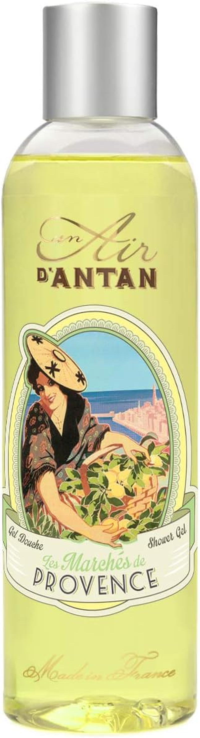 Set Premium Provence French Vintage Shower Gel Pack of 2X250Ml - Blend of Organic Verbena, Bergamot and Lemon. Un Air D'Antan Exclusive Fresh Invigorating Perfume - Moisturising and Revitalising Paraben-Free Formula, Vegan Suitable. for Men and Women. ..