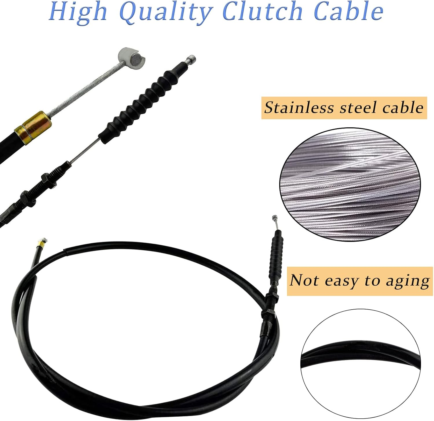 Motorcycle Universal Long Black Clutch Cable Wire Compatible with Yamaha XVS650 V-Star Custom 1998-2014/Drag Star XVS650/400 1997-2002 1996-2012 image number 2