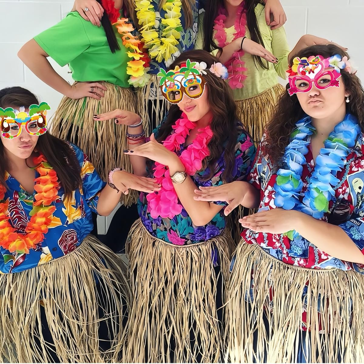 Palumma 16 Pcs Paper Summer Luau Glasses, Beach Birthday Party Flamingo Glasses, Flamingo Birthday Decorations Luau Party Decorations image number 1