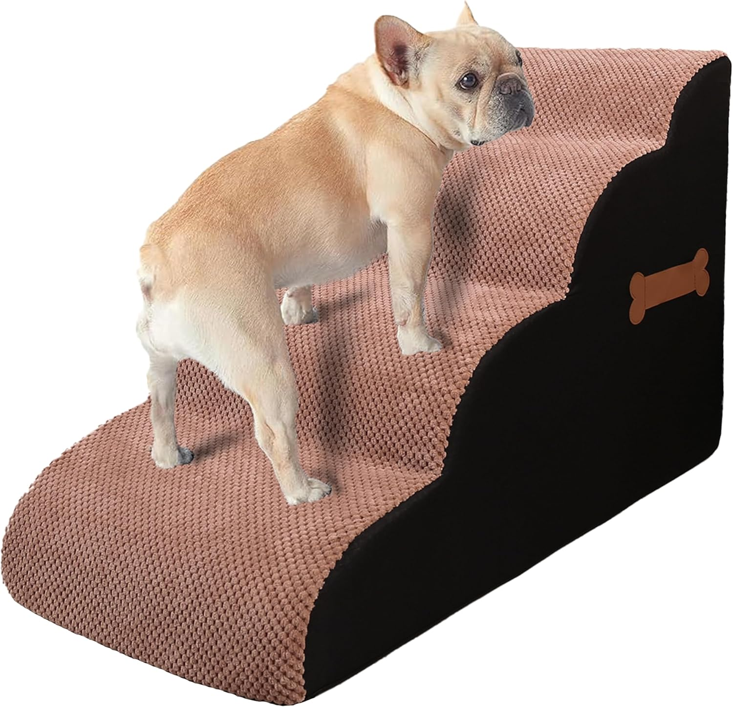 Dog Stairs Ramp for Small Dog, 3-Tiers Dog Steps Suitable for Bed and Couch,Non-Slip Pet Stair for Small Dog Cat and Elderly, Injured Pets, Removable Washable Cover (Grey, 4-Step H:45CM, 4)