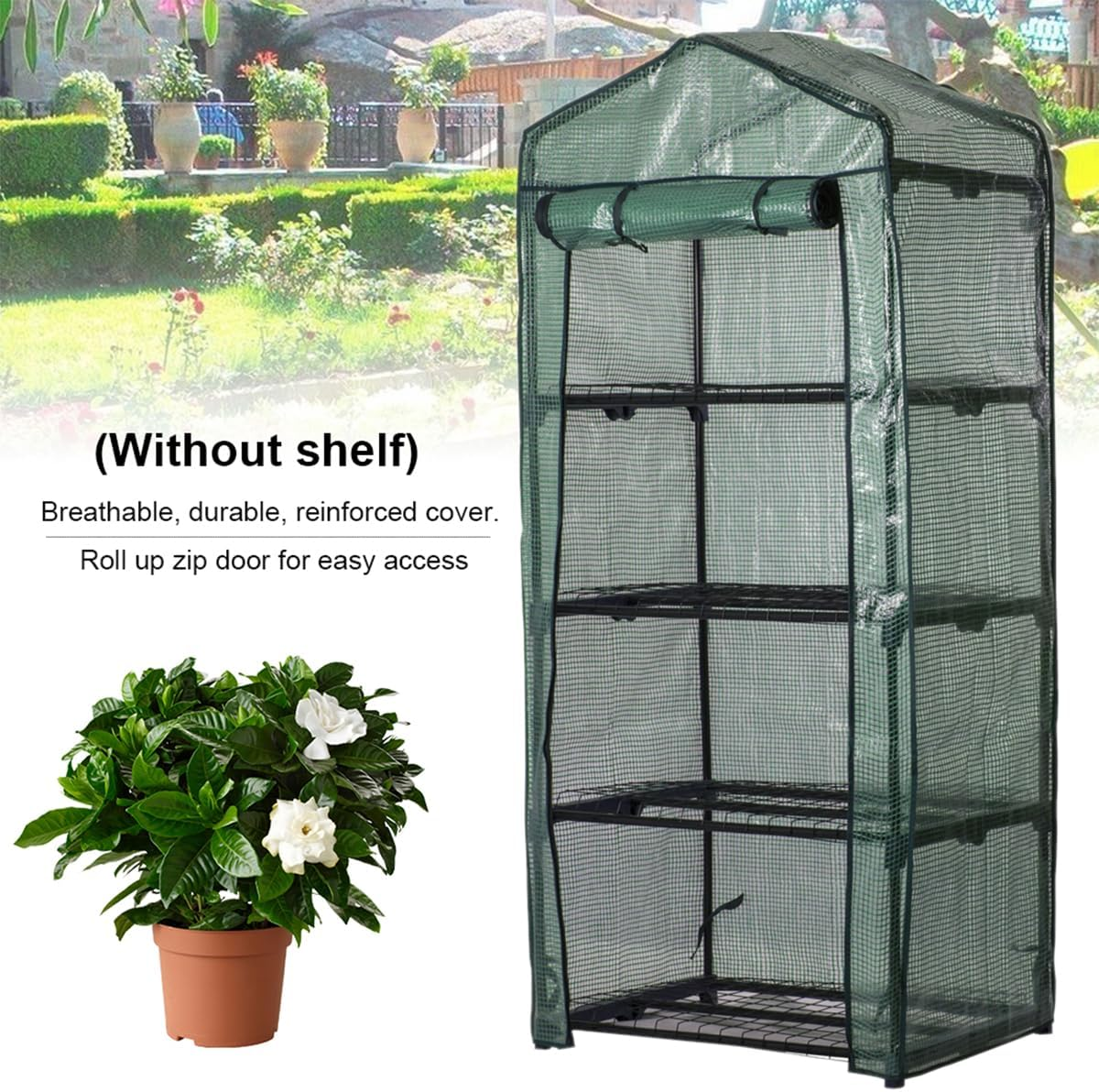 4 Tier Mini Garden Greenhouse with Roll-Up Zipper Door, Waterproof Clear Plastic Cover for Flowers, Plants and Vegetables image number 5