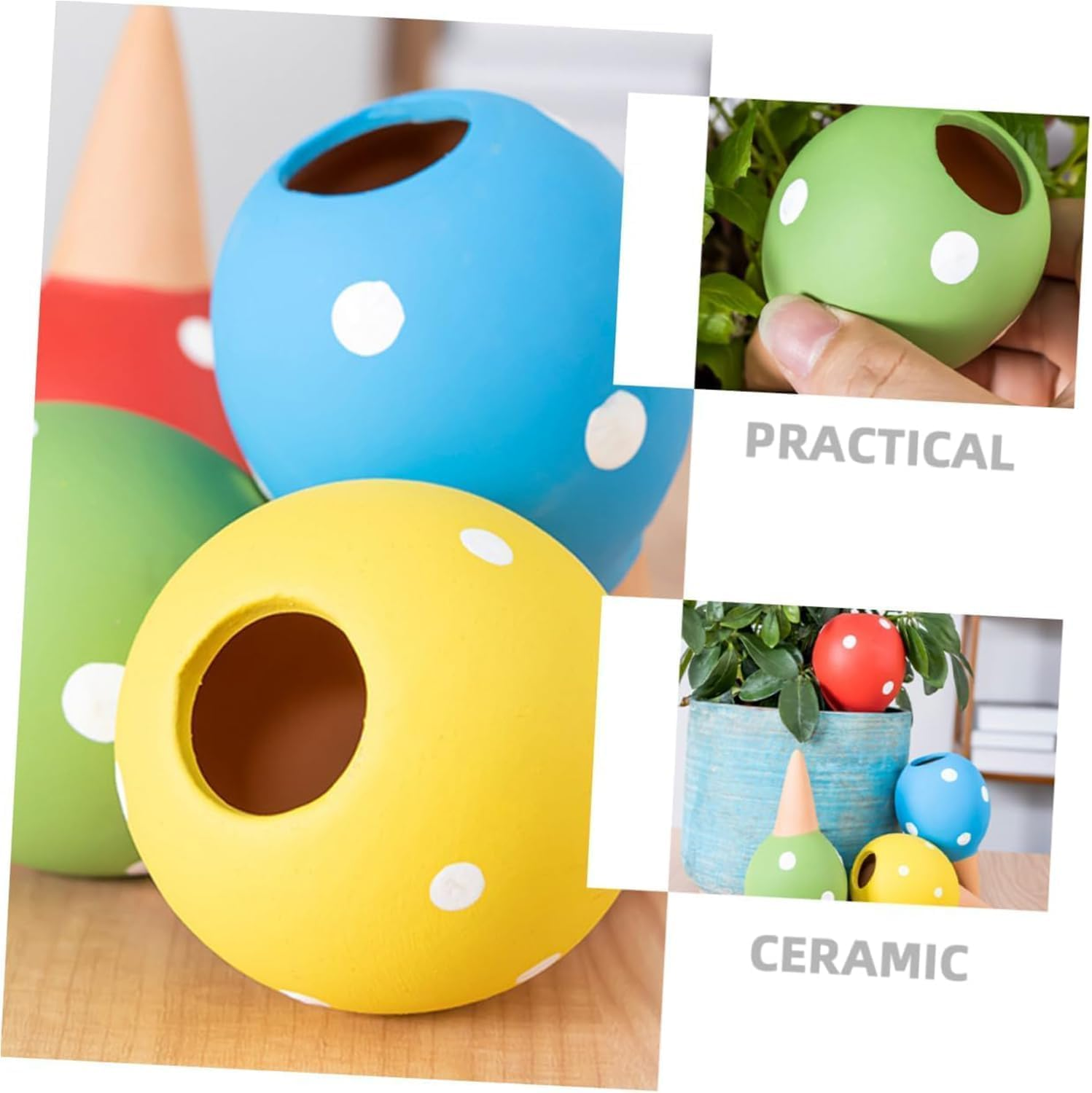 Terracotta Plant Watering Globe Set, 4Pcs Terracotta Self Watering Device Plant Watering Globe, Mushroom Self-Watering Spike, Mushroom Self-Watering Spikes for Indoor Plants