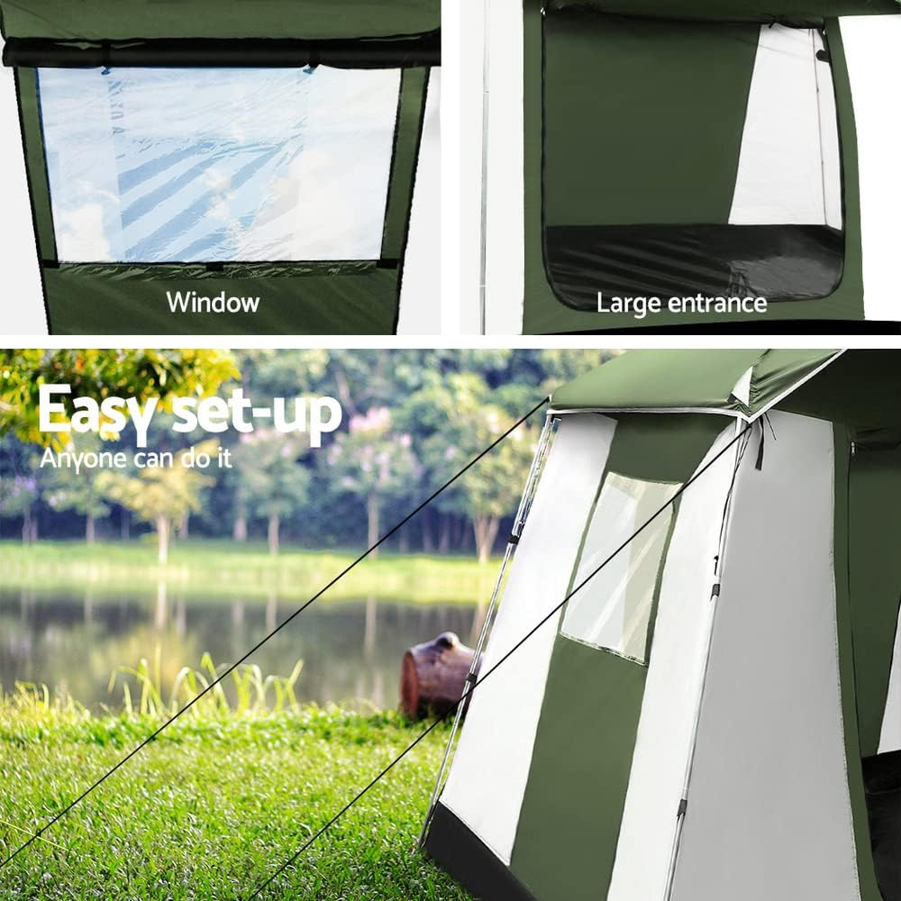 Weisshorn Camping Tent, 6 Person Easy Setup Family Dome Tents Outdoor Travel Hiking Beach Trip, Portable Shelter Sun Protection Water Resistance Green White image number 6