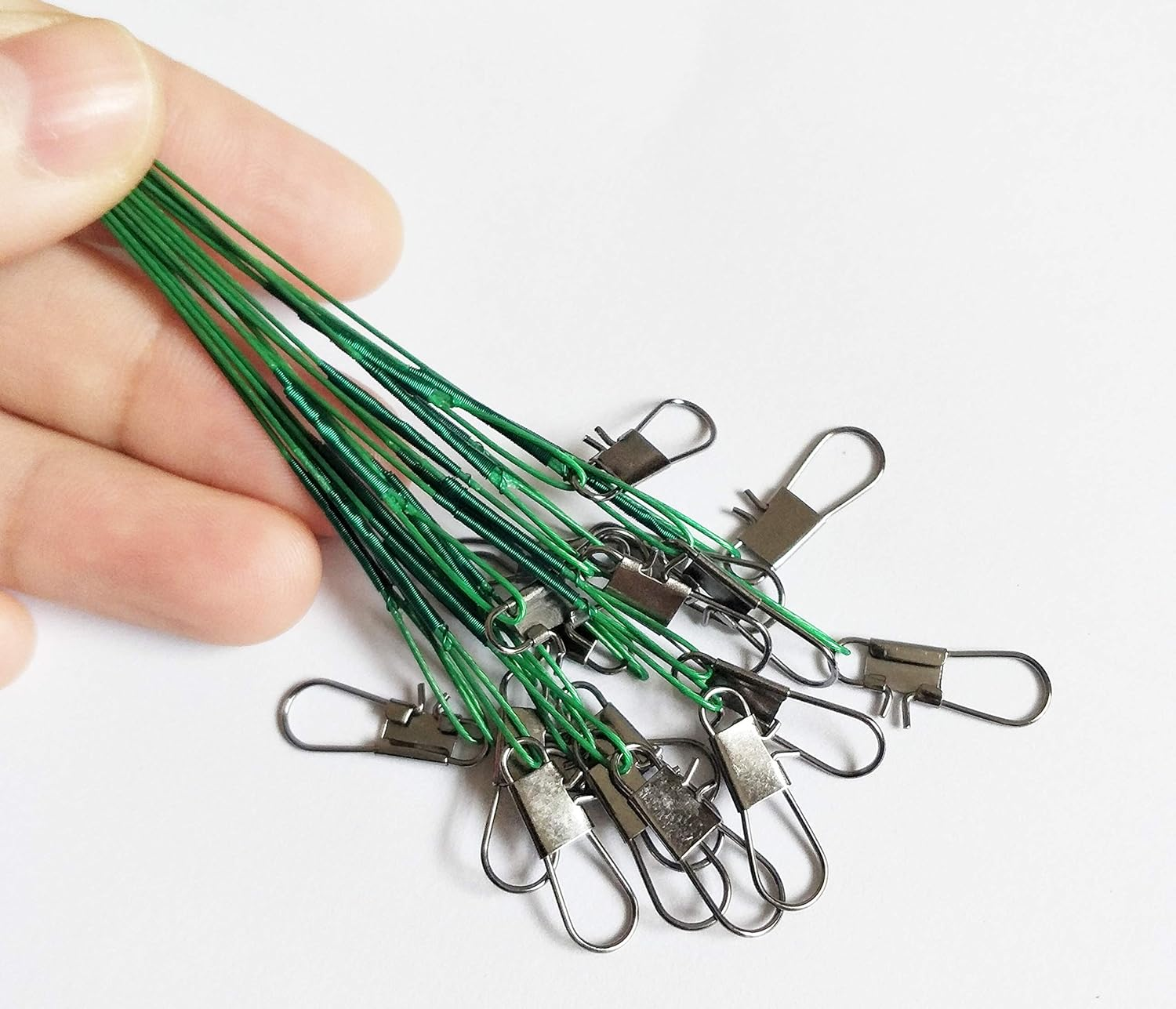 LIKEFISH 60Pcs Fishing Wire Leaders Nylon-Coated Fishing Line Wire Leaders with Swivels and Snaps 6Inch, 9Inch, 12Inch image number 3