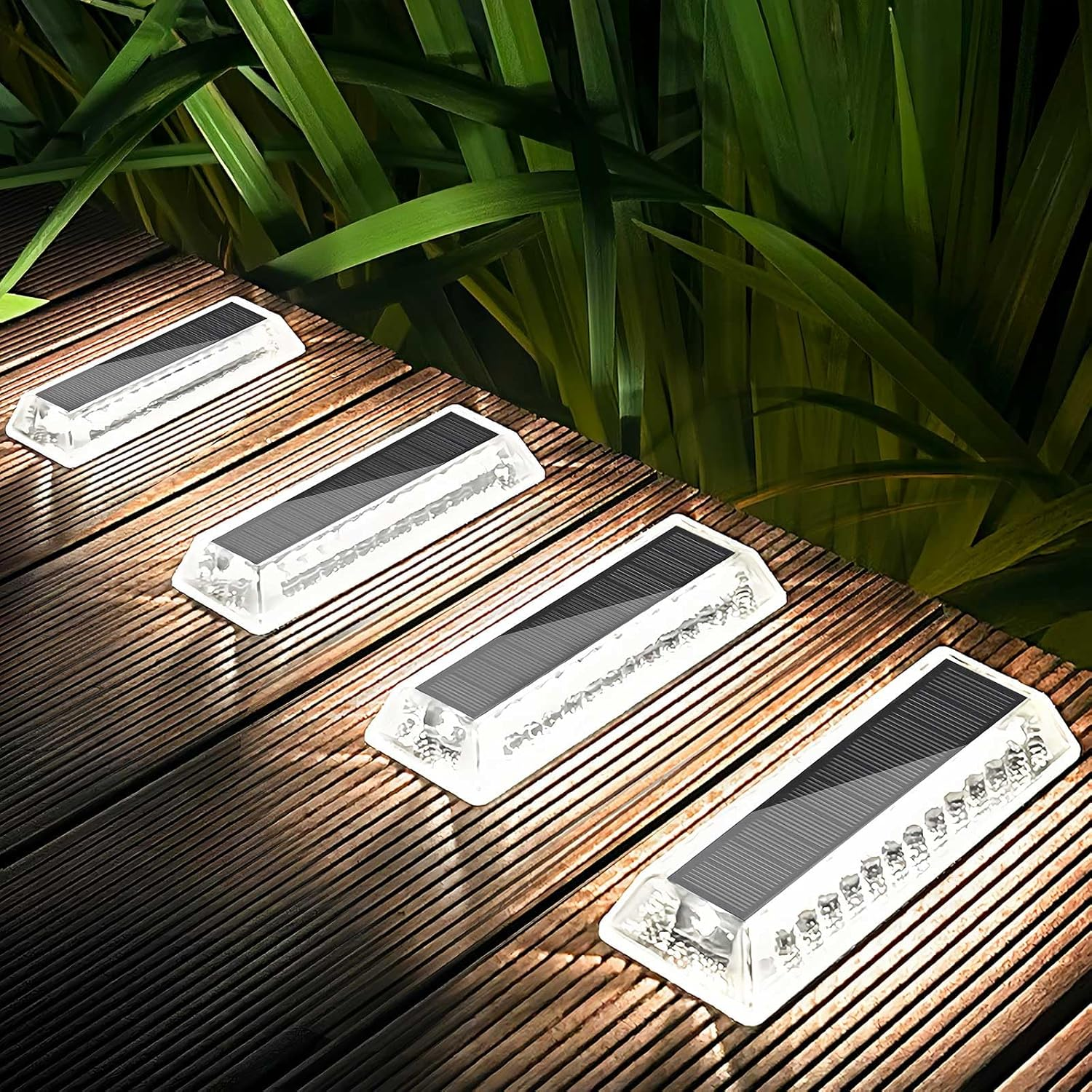 Lacasa Solar Deck Lights, Solar Light Outdoor Waterproof IP68, Solar Powered Pathway Yard Driveway Step Landscape Lights, LED Lighting 50LM for Garden Path Walkway Stair Patio, 8 Pack Cool White 6000K