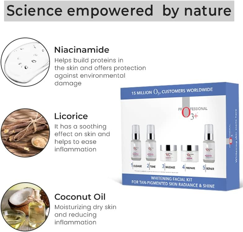 O3+ Whitening Facial Kit for Tan-Pigmented Skin (150G+100Ml) image number 4
