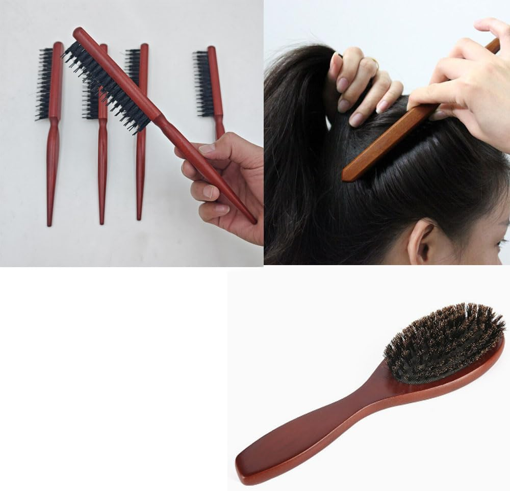 Armastuse Boar Bristle Hair Brush,2Pcs Professional Massage Comb,Stiff Bristles Hairbrush for Beard Styling,Hair Brush for Men and Women,For Detangling,Smoothing,Wave Styles