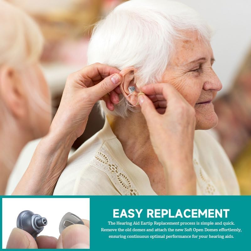12 PCS Hearing Aid Dome Earbuds Accessories, Soft Silicone Alternative Black Layer Open Dome Detachable Hearing Aid Earbuds for Moderate Elderly Hearing Loss Impairment (S) image number 2