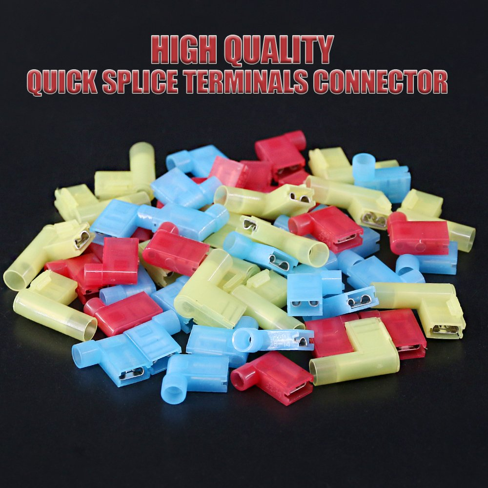Hilitchi 110Pcs 22-18 18-14 12-10 Gauge Nylon Flag Spade Female Insulated Quick Disconnects Electrical Crimp Terminals Connector Assortment Set