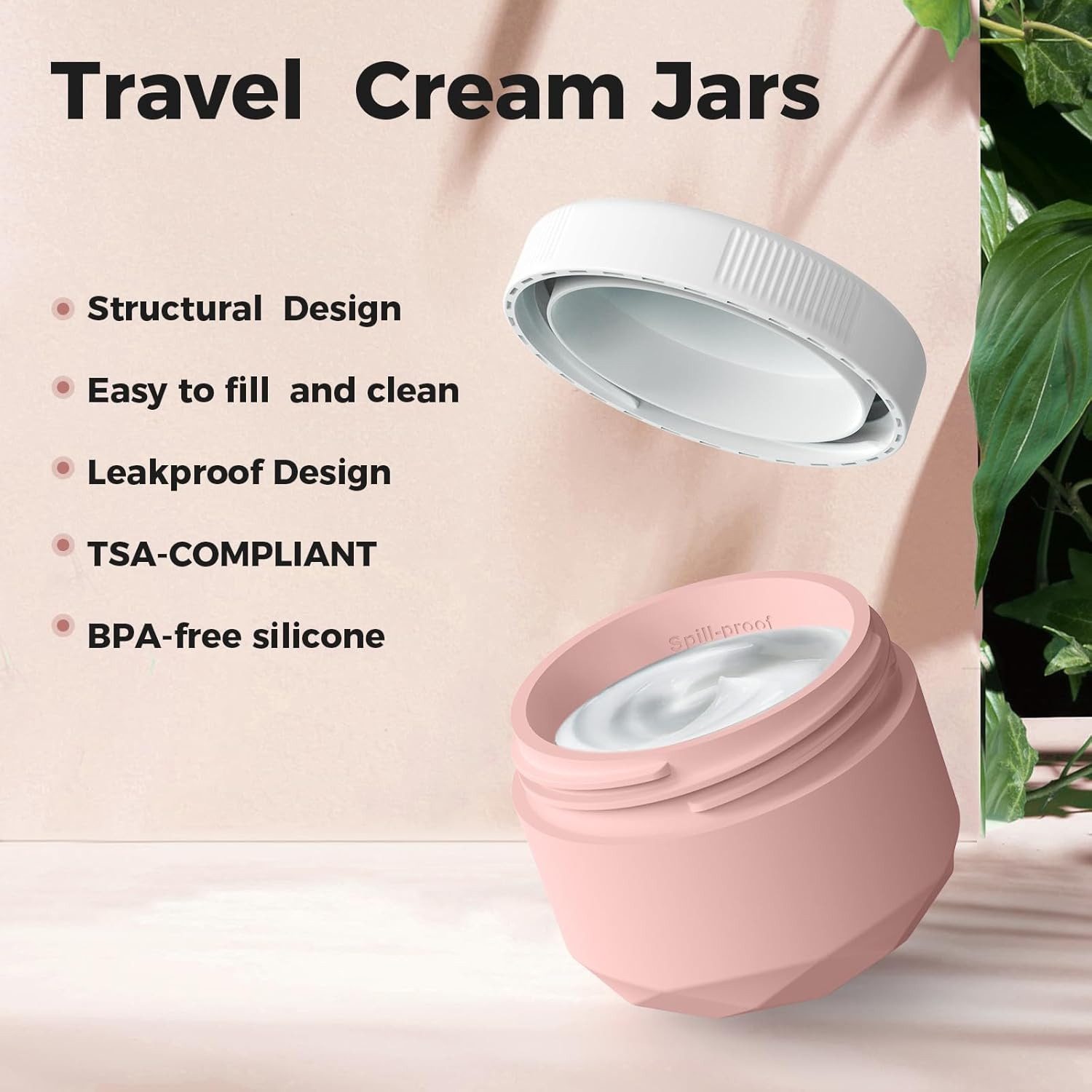Silicone Travel Containers for Toiletries, BPA Free TSA Approved 1Oz Jars, Leak-Proof Essentials with Lid for Cosmetic Face Hand Body Cream image number 5