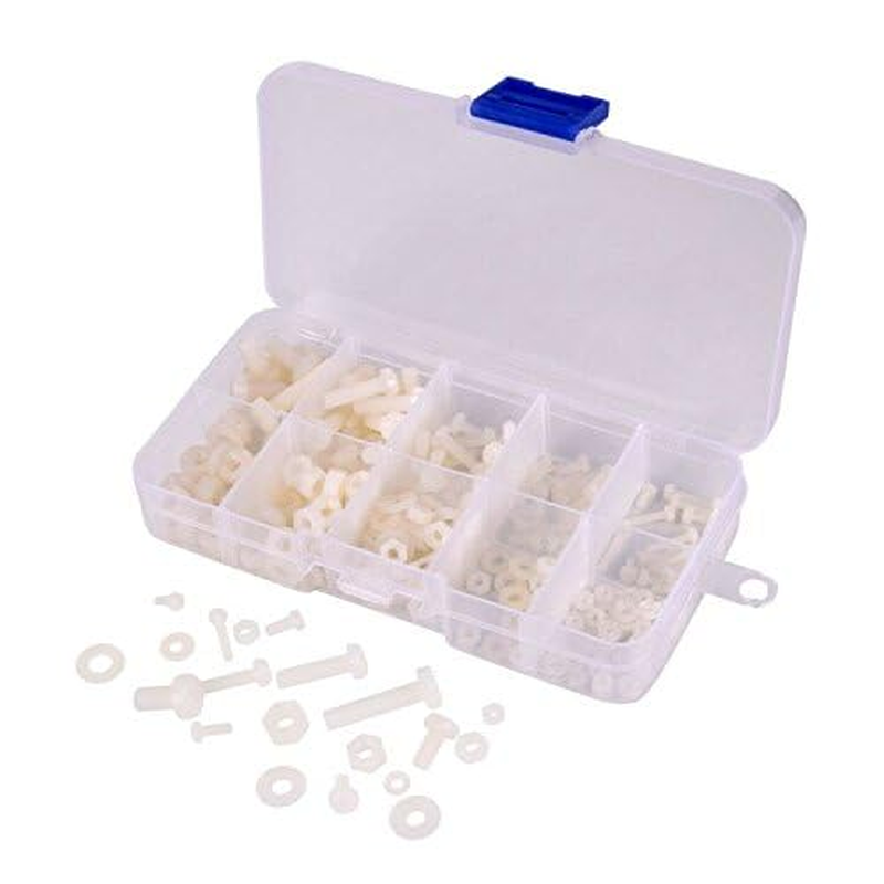 Hotusi M2 M2.5 M3 M4 M5 (Total 270Pcs) Nylon Screw/Nut/Washer Assortment Kit Come with Plastic Box image number 2