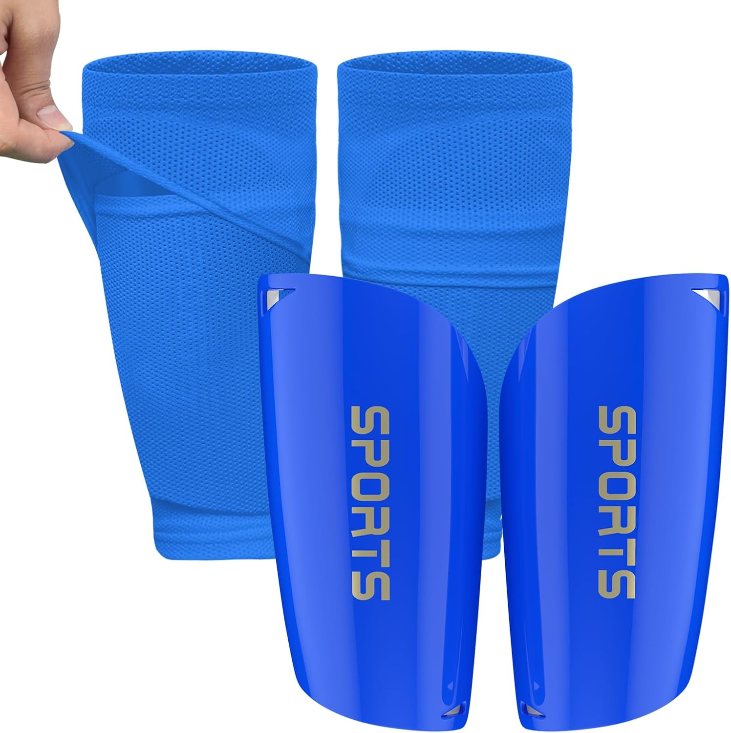 Kids Youth Soccer Shin Guards with Sleeves, Slip in Shinguards Soccer Shin Pads for 3-15 Years Old Boys Girls Child Teens