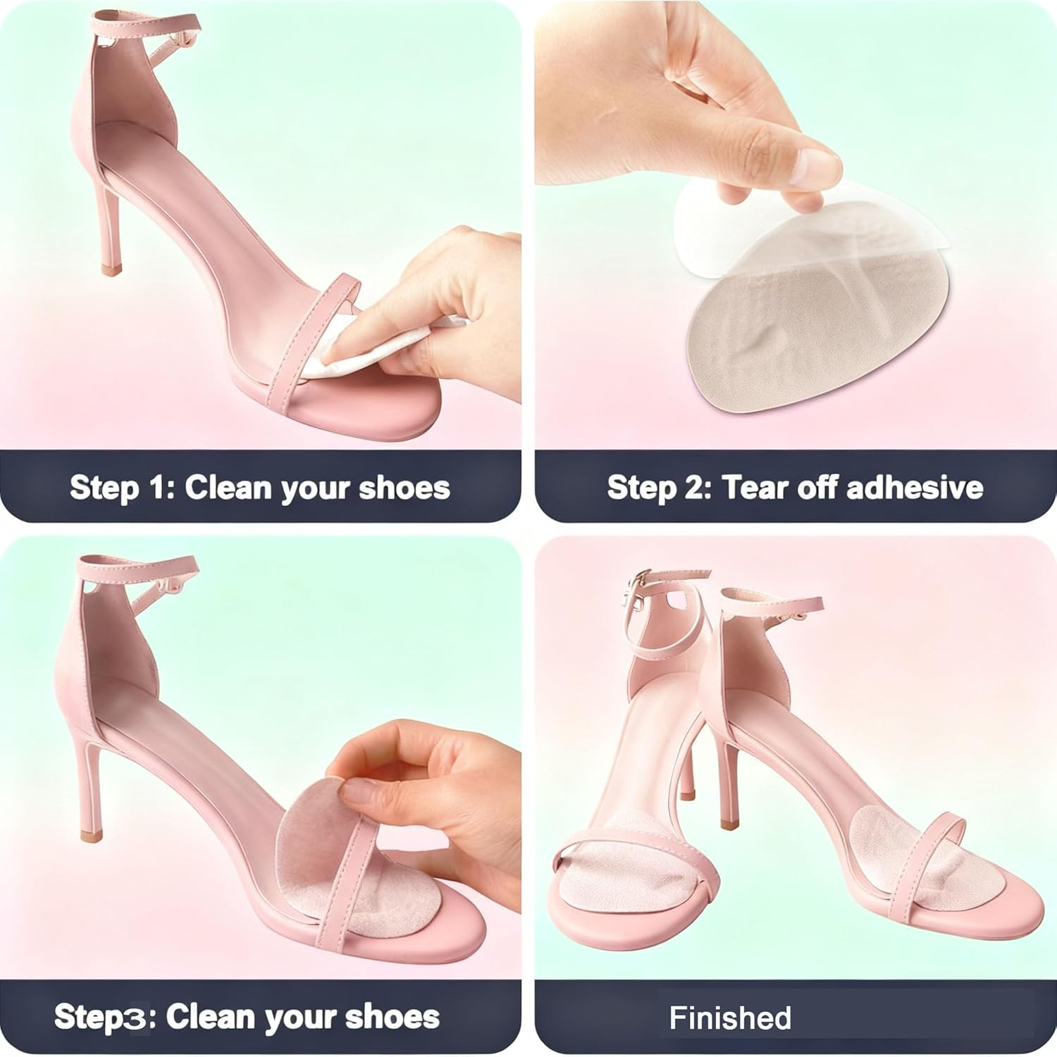 Heel Pads Cushions Liners for Women,4 Pairs Suede Heel Grips Inserts for Shoes Too Big, Heel Protectors Prevent Blisters & Heel Slip, Improved Shoe Fit & Comfort, Beige + Black image number 6