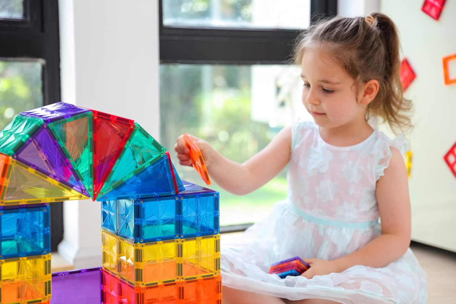 110PCS Premium Magnetic Tiles | STEM AUTHENTICATED | Magnetic Blocks | Magnetic Toys | Magnetic Building Blocks|Toddler Boys Girls 3-10 Year Old | Idea Books & Storage Bag