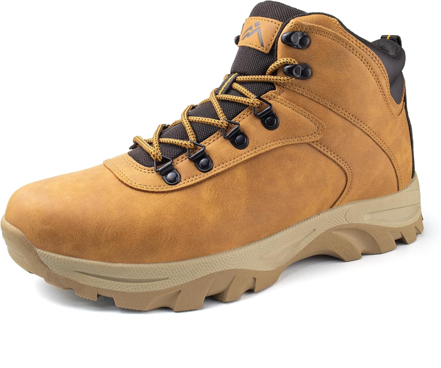 Cc-Los Men'S Waterproof Hiking Boots Mid-Top Boots Lightweight Non-Slip High-Tracton Grip Wheat Size 7-13.5