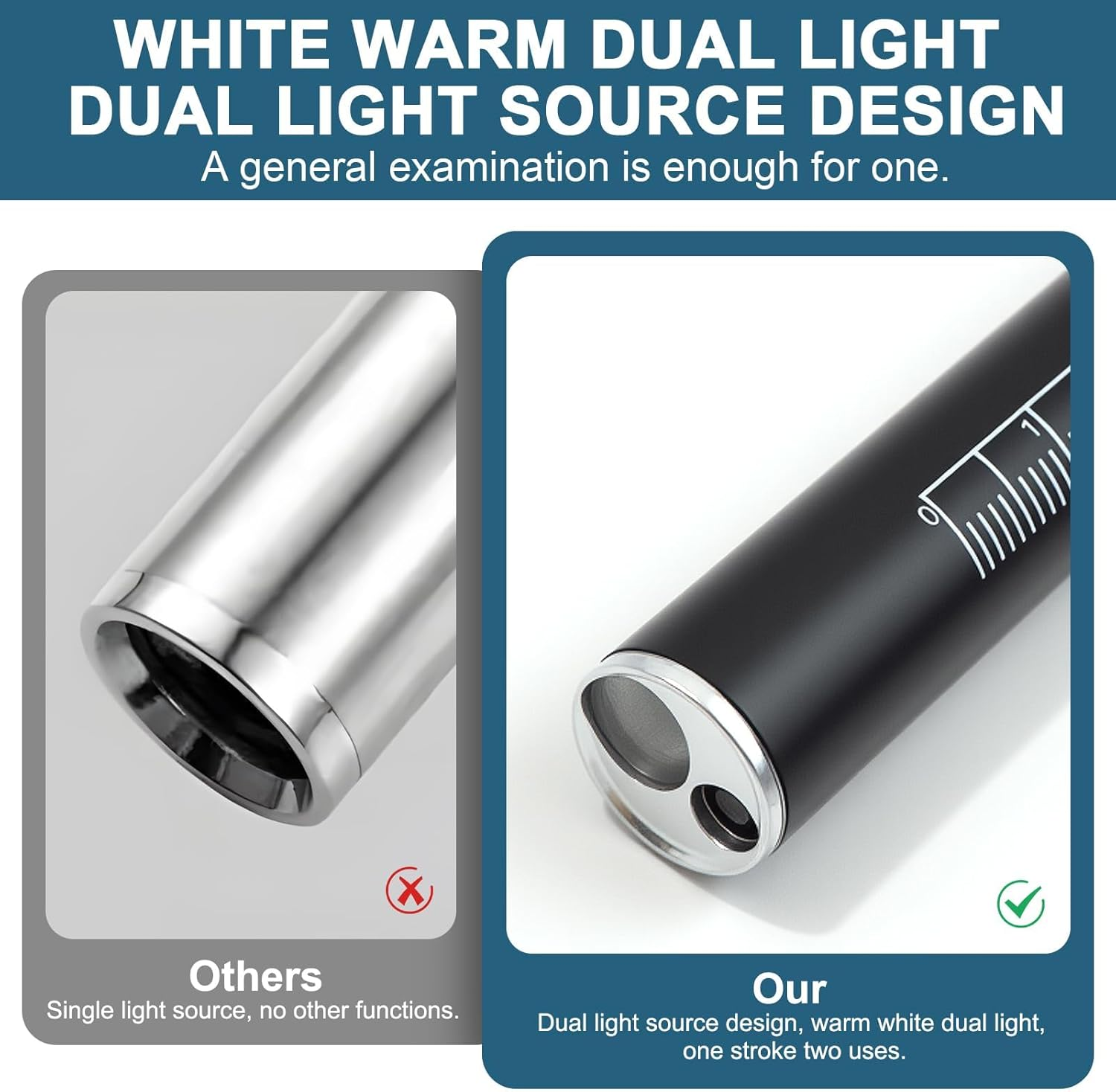 USB Rechargeable Pen Lights with Pupil Gauge & Ruler, LED Penlights,Warm/White Light, Stainless Steel Clip, Dual Source Penlight Flashlights for Home, Car, Emergencies, Inspection, Working, Repair image number 1