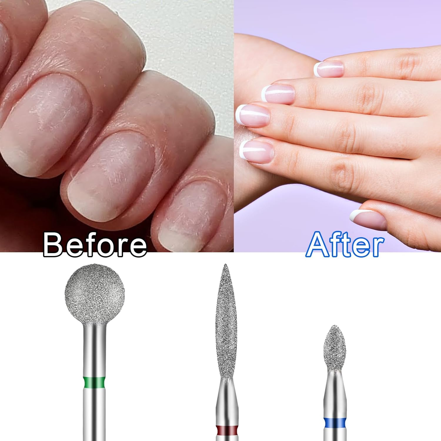 YUXIANLB Pack of 3 Diamond Nail Drills Cuticle Drill Ball Shape Cuticle Nail Cutter Bit Flame Bit All in One Nail Prep Kit for Manicure Salon Cuticle Remove under Nail Dead Red image number 5