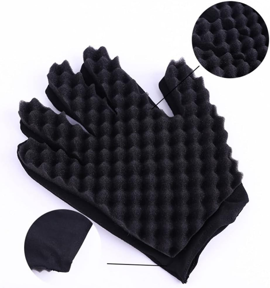 Folpus Hair Sponge Gloves Hair Glove for Hair Twist Barber Men Women image number 1