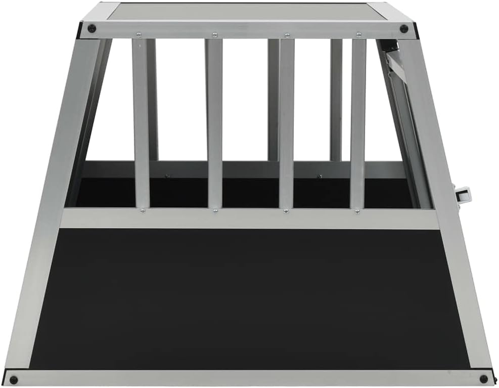 Vidaxl Aluminium and MDF Dog Cage - Lightweight, Easy-To-Transport Single Door Dog House for Car Trunk - 54X69X50 Cm, Silver Color