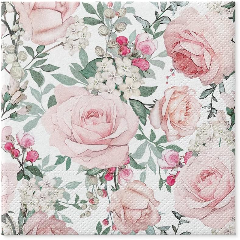 Paw Lunch Napkin Pack of 20, Gorgeous Roses, 33 X 33 Cm